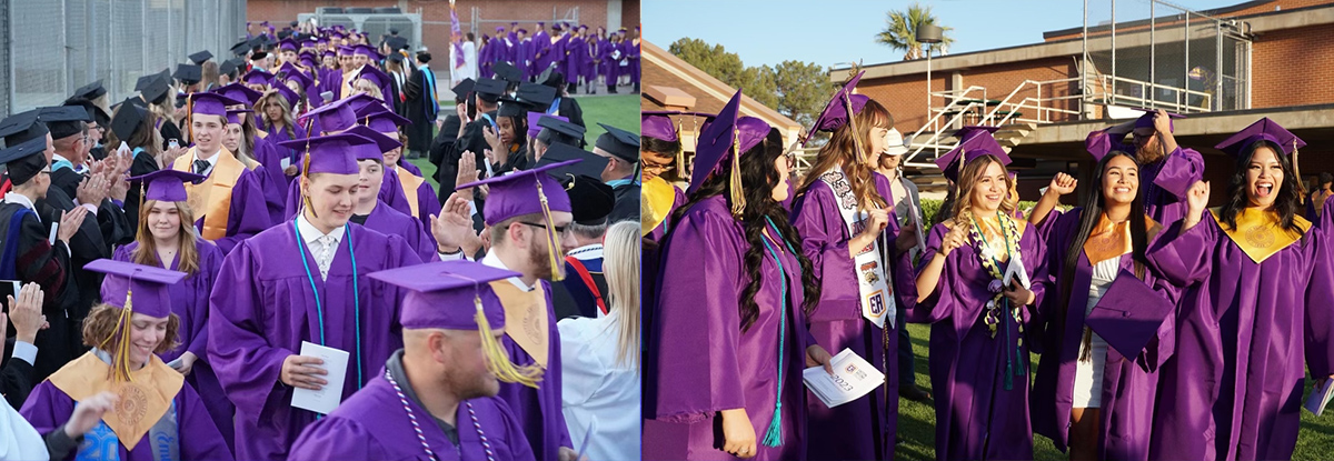 Photo collage of graduates on graduation day